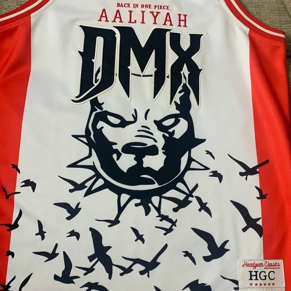 Unisex NWT HEADGEAR CLASSICS DMX Aaliyah Jersey in White/Red/Black, Size Large - Picture 1 of 5